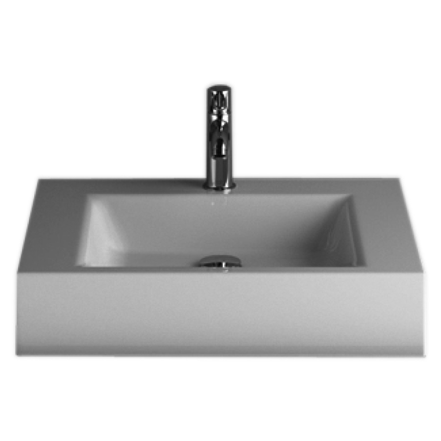 Lavabo à poser STUDIO
60 x 47,5 x 8 cm, acier
matériel de fixation
sans trop-plein
avec tablette de robinetterie