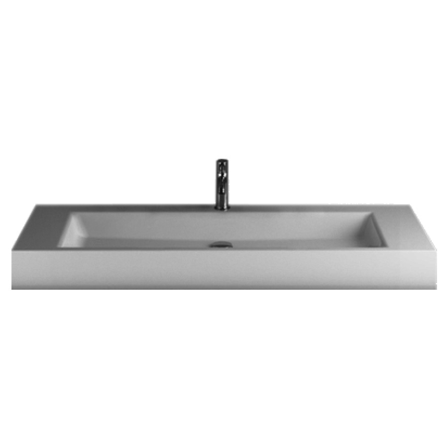 Lavabo à poser STUDIO
130 x 47,5 x 8 cm, acier
matériel de fixation
sans trop-plein
avec tablette de robinetterie
