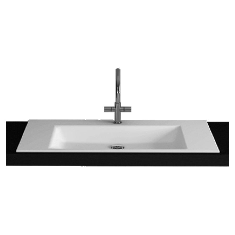 Lavabo à insérer STUDIO
120 x 47,5 x 1 cm, acier
matériel de fixation
sans trop-plein
avec tablette de robinetterie