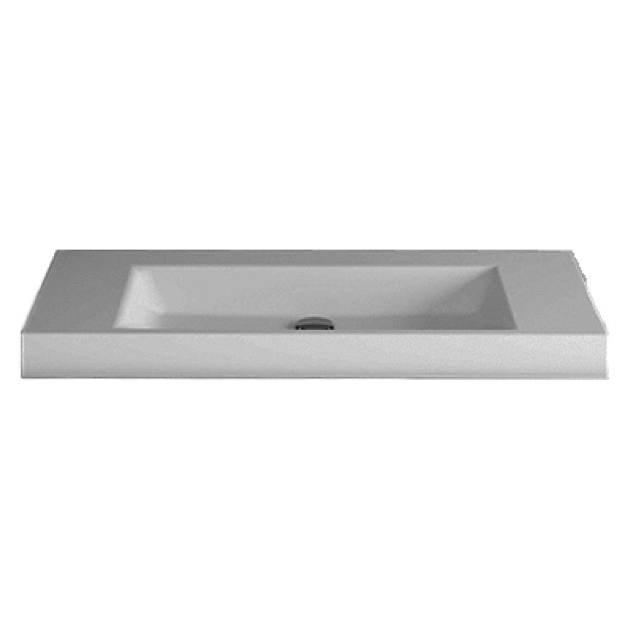 Lavabo à poser STUDIO
100 x 47,5 x 8 cm, acier
matériel de fixation
sans trop-plein
avec tablette de robinetterie