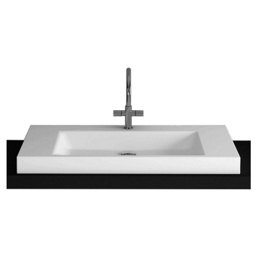 Lavabo à poser STUDIO
120 x 47,5 x 8 cm, acier
matériel de fixation
sans trop-plein
avec tablette de robinetterie