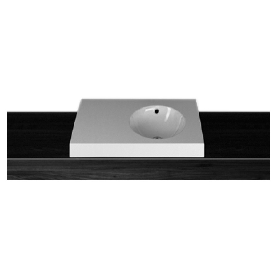 Lavabo à poser ORBIS
80 x 50 x 8 cm, acier
lavabo à droite
avec trop-plein
set de trop-plein chromé
matériel de fixation