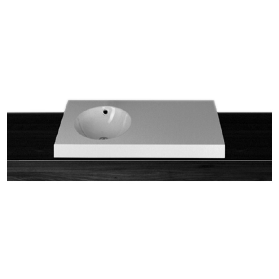 Lavabo à poser ORBIS
100 x 50 x 8 cm, acier
lavabo à gauche
avec trop-plein
set de trop-plein chromé
matériel de fixation