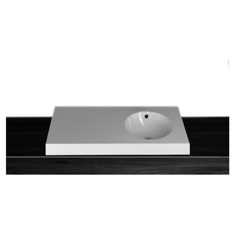 Lavabo à poser ORBIS
100 x 50 x 8 cm, acier
lavabo à droite
avec trop-plein
set de trop-plein chromé
matériel de fixation