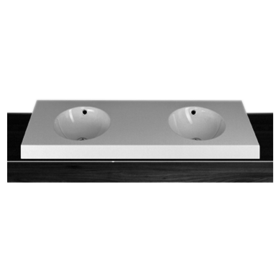 Lavabo double à poser ORBIS
140 x 50 x 8 cm, acier
avec trop-plein
set de trop-plein chromé
matériel de fixation