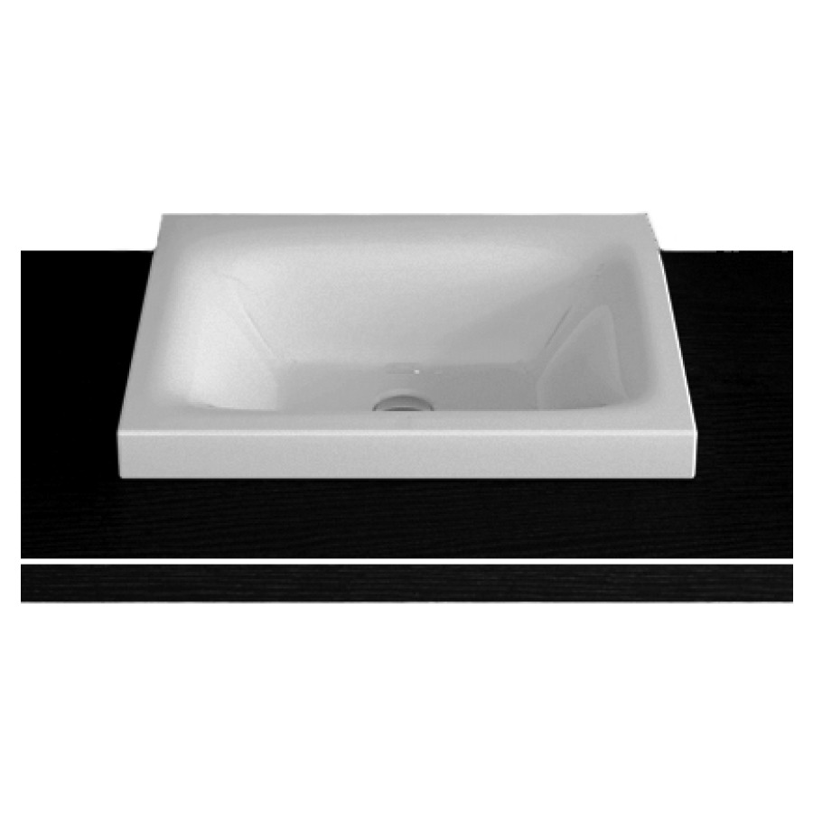 Lavabo à poser VIVA
60 x 47,5 x 6 cm, acier
matériel de fixation
sans trop-plein
avec tablette de robinetterie