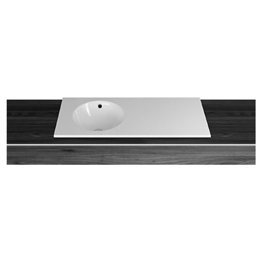 Lavabo à insérer ORBIS
100 x 45 x 1 cm, acier
avec trop-plein, sans tablette
de robinetterie, lavabo à
gauche