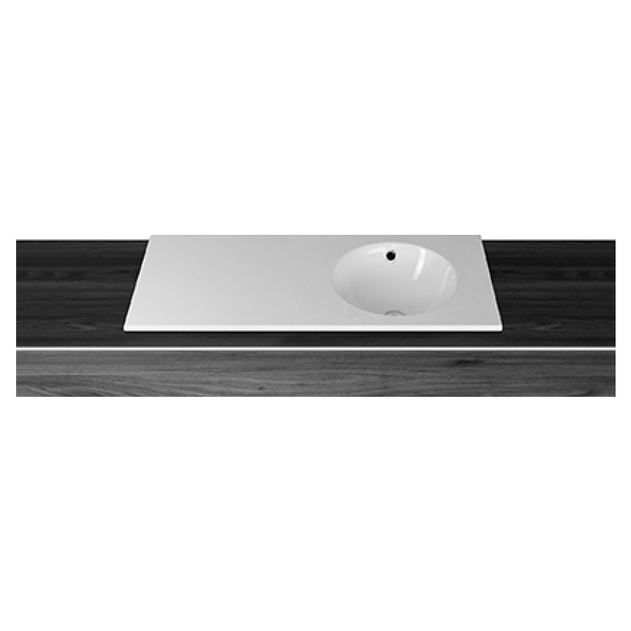 Lavabo à insérer ORBIS
100 x 45 x 1 cm, acier
avec trop-plein, sans tablette
de robinetterie, lavabo à
droite