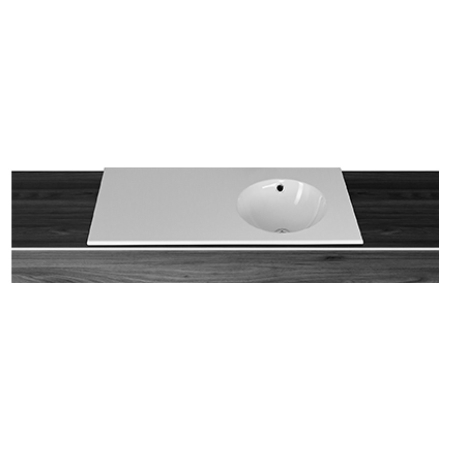 Lavabo à insérer ORBIS
100 x 50 x 1 cm, acier
avec trop-plein, avec tablette
de robinetterie, lavabo à
droite