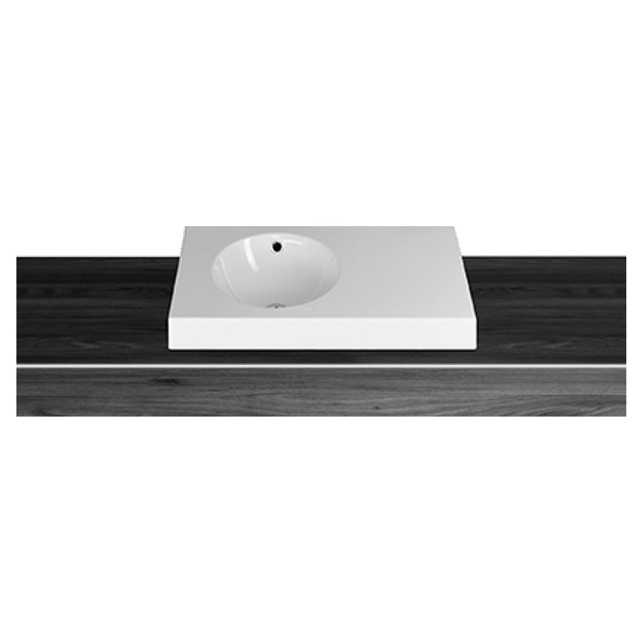Lavabo à poser ORBIS
80 x 45 x 8 cm, acier
avec trop-plein, sans tablette
de robinetterie, lavabo à
gauche