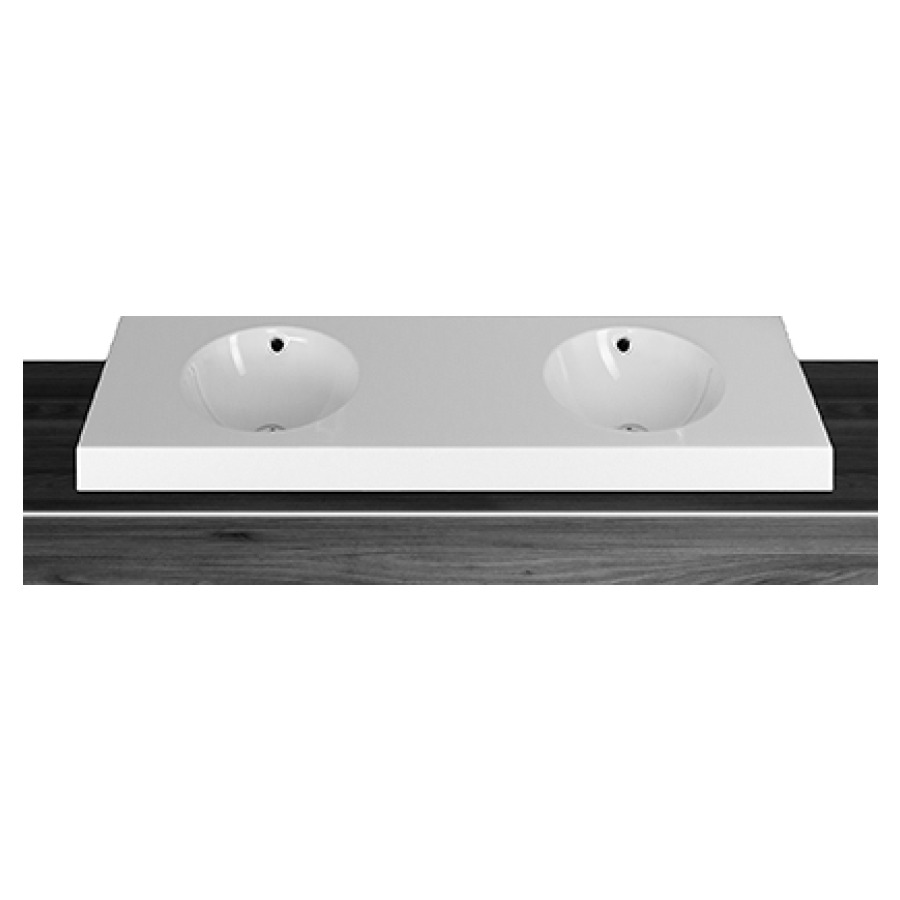 Lavabo à poser ORBIS
140 x 45 x 8 cm, acier
avec trop-plein, sans tablette
de robinetterie, 2 lavabos