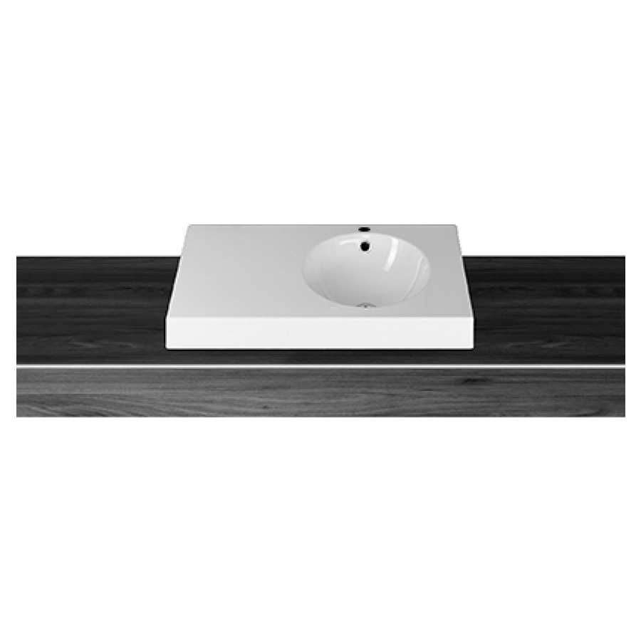 Lavabo à poser ORBIS VARIO
44-110 x 50 x 8 cm, acier
avec trop-plein, avec tablette
de robinetterie, lavabo à
droite, MESURES EXACTES
SELON PRISE DE MESURE