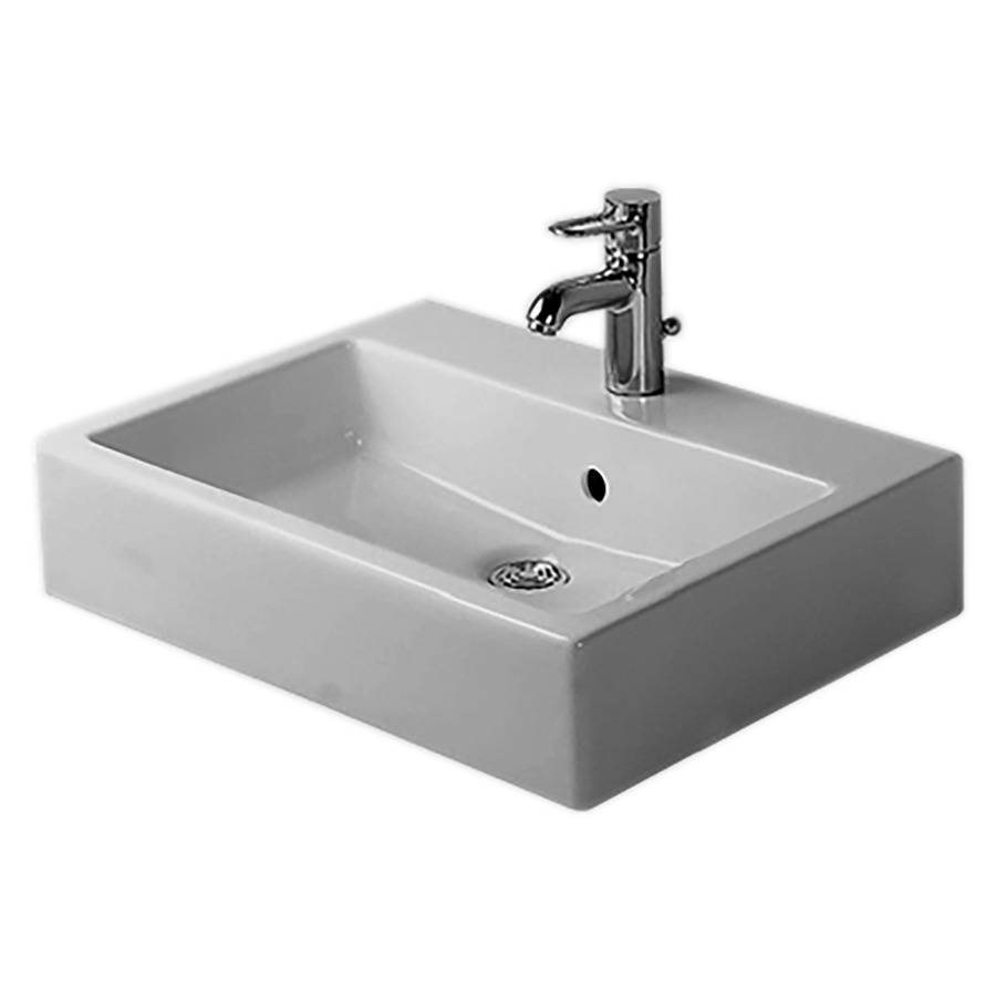 Lavabo à poser VERO
60 x 47 cm, céramique
meulé, avec trop-plein
partie arrière émaillée
matériel de fixation
