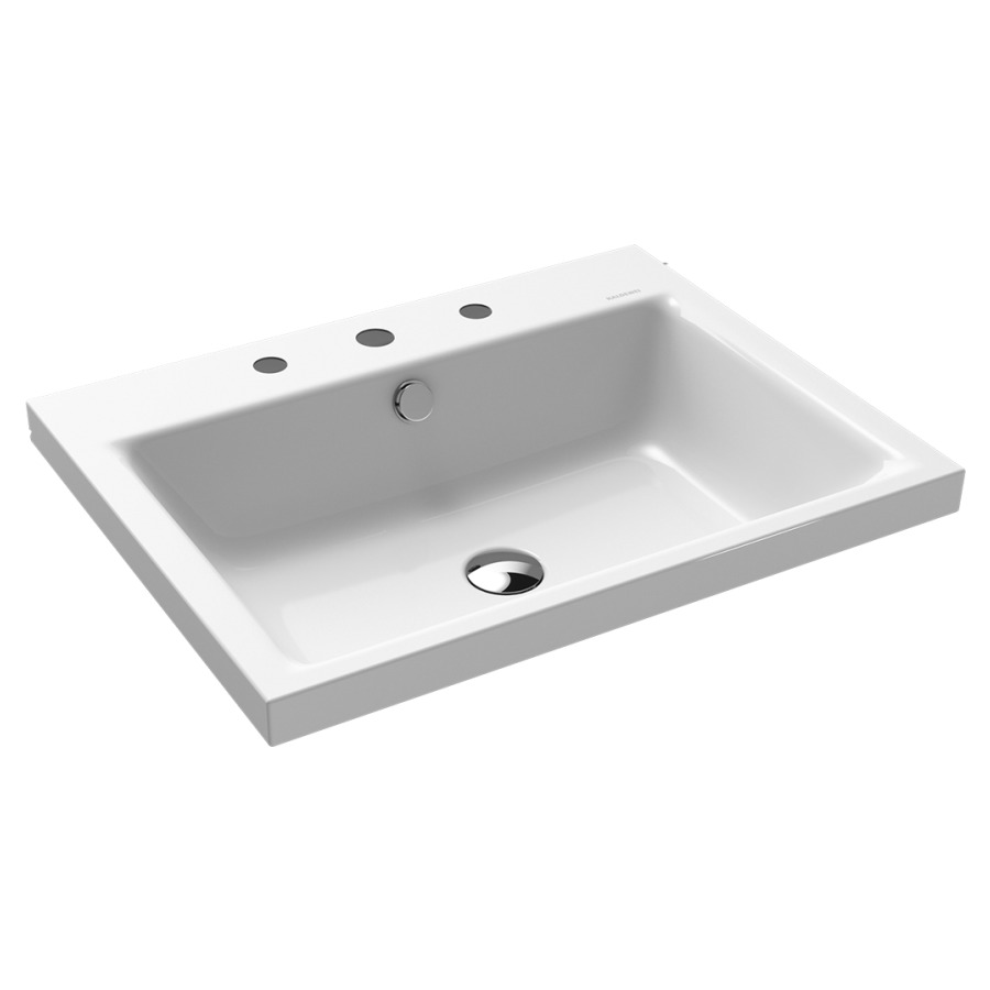 Lavabo à poser PURO
60 x 46 x 4 cm, acier
avec garniture de trop-plein
chrome et isolation phonique
émaillé des deux côtés