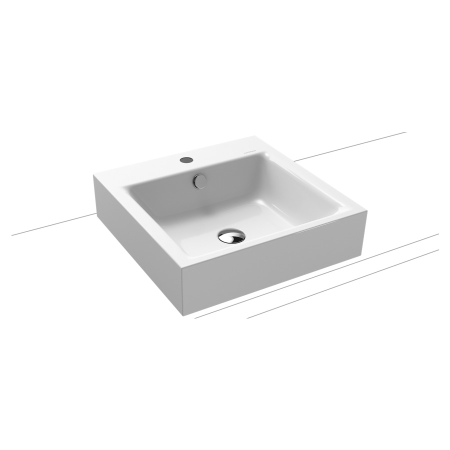 Lavabo à poser PURO
46 x 46 x 12 cm, acier
avec garniture de trop-plein
noir mat et isolation phonique
émaillé des deux côtés