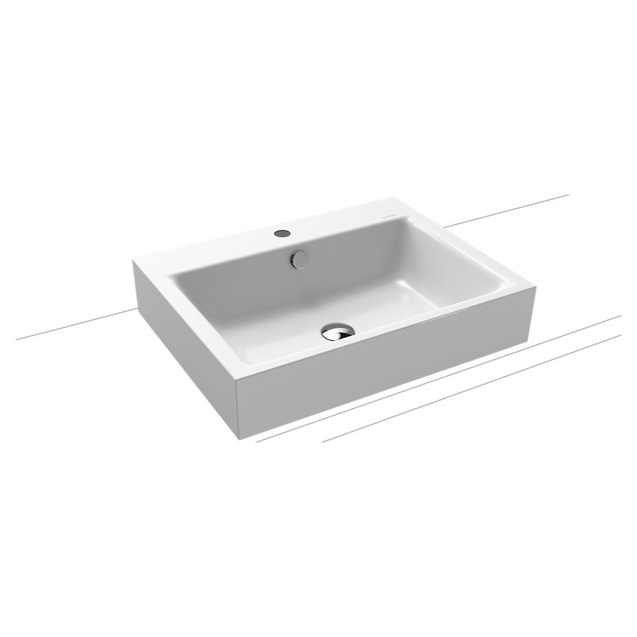 Lavabo à poser PURO
60 x 46 x 12 cm, acier
avec garniture de trop-plein
noir mat et isolation phonique
émaillé des deux côtés