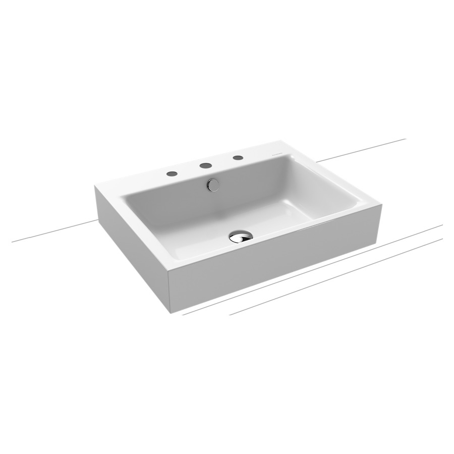 Lavabo à poser PURO
60 x 46 x 12 cm, acier
avec garniture de trop-plein
noir mat et isolation phonique
émaillé des deux côtés