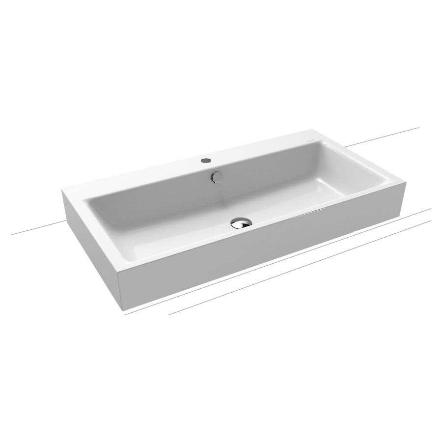 Lavabo à poser PURO
90 x 46 x 12 cm, acier
avec garniture de trop-plein
noir mat et isolation phonique
émaillé des deux côtés