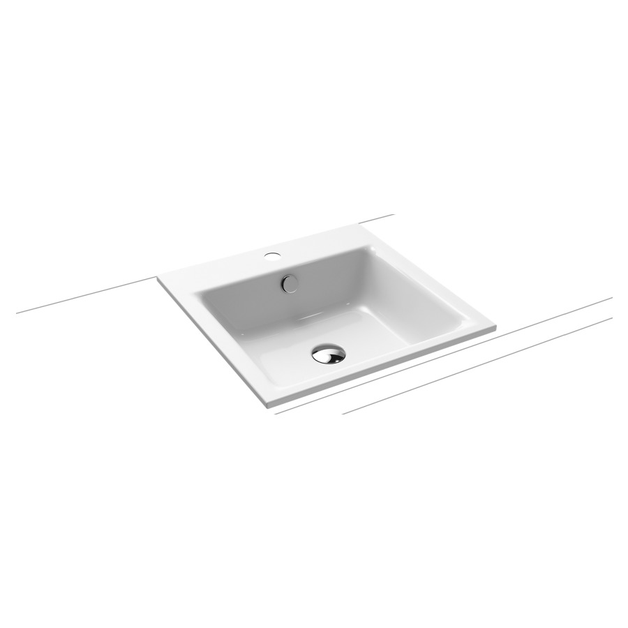 Lavabo à poser PURO
46 x 46 x 4 cm, acier
avec garniture de trop-plein
noir mat et isolation phonique
émaillé des deux côtés