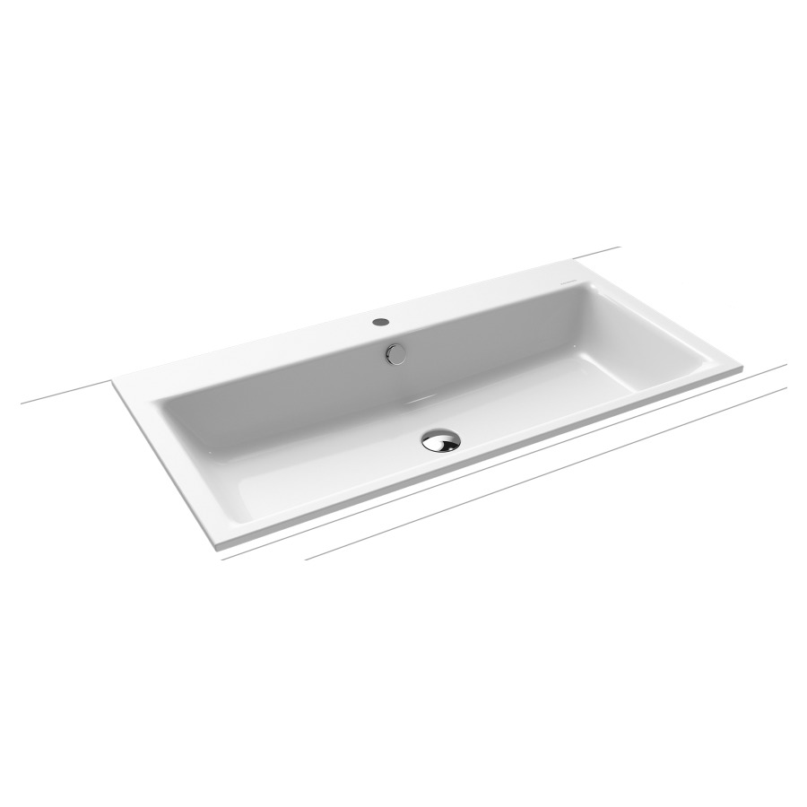 Lavabo à poser PURO
90 x 46 x 4 cm, acier
avec garniture de trop-plein
noir mat et isolation phonique
émaillé des deux côtés