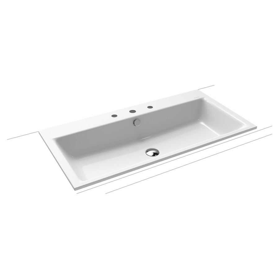 Lavabo à poser PURO
90 x 46 x 4 cm, acier
avec garniture de trop-plein
noir mat et isolation phonique
émaillé des deux côtés