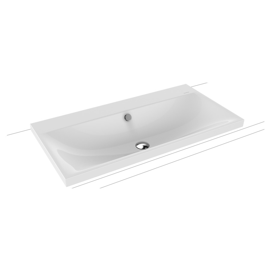 Lavabo à poser SILENIO
90 x 46 x 4 cm, acier
avec garniture de trop-plein
noir mat et isolation phonique
émaillé des deux côtés