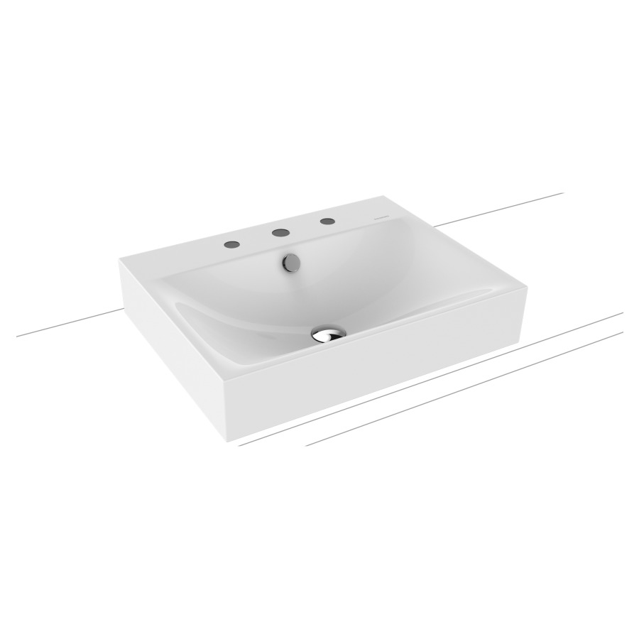 Lavabo à poser SILENIO
60 x 46 x 12 cm, acier
avec garniture de trop-plein
noir mat et isolation phonique
émaillé des deux côtés