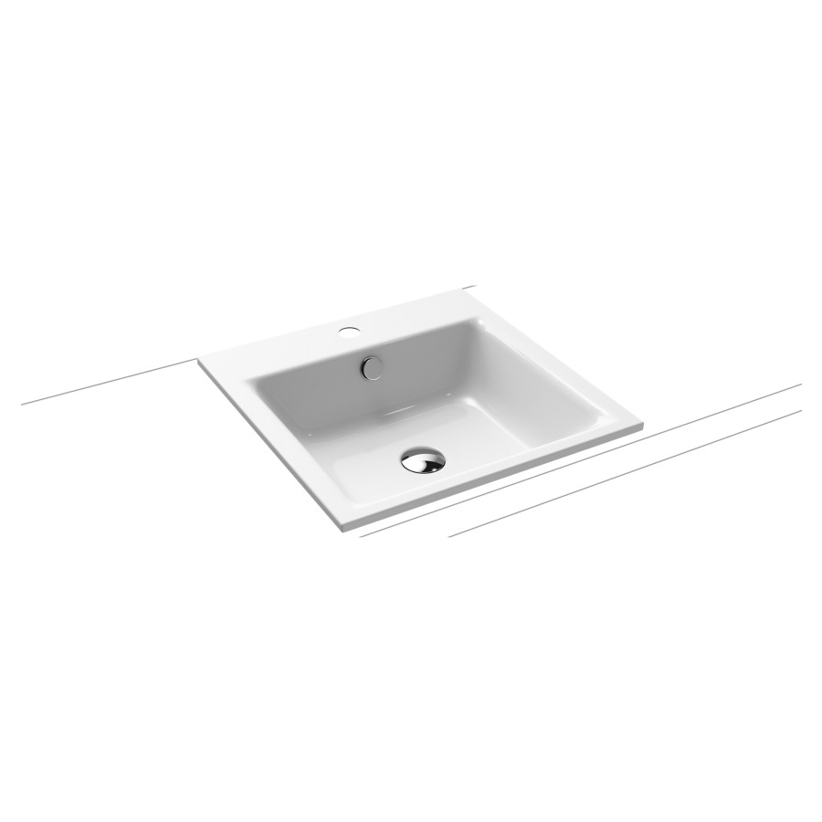 Lavabo à encastrer PURO
46 x 46 x 1,4 cm, acier
avec garniture de trop-plein
noir mat et isolation phonique
émaillé des deux côtés