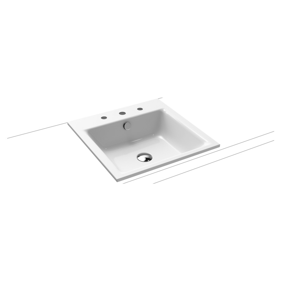 Lavabo à encastrer PURO
46 x 46 x 1,4 cm, acier
avec garniture de trop-plein
noir mat et isolation phonique
émaillé des deux côtés