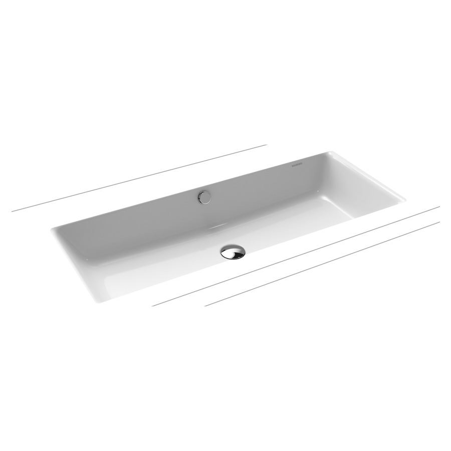 Lavabo à encastrer PURO
90 x 38,5 cm, acier
avec garniture de trop-plein
noir mat et isolation phonique
émaillé des deux côtés