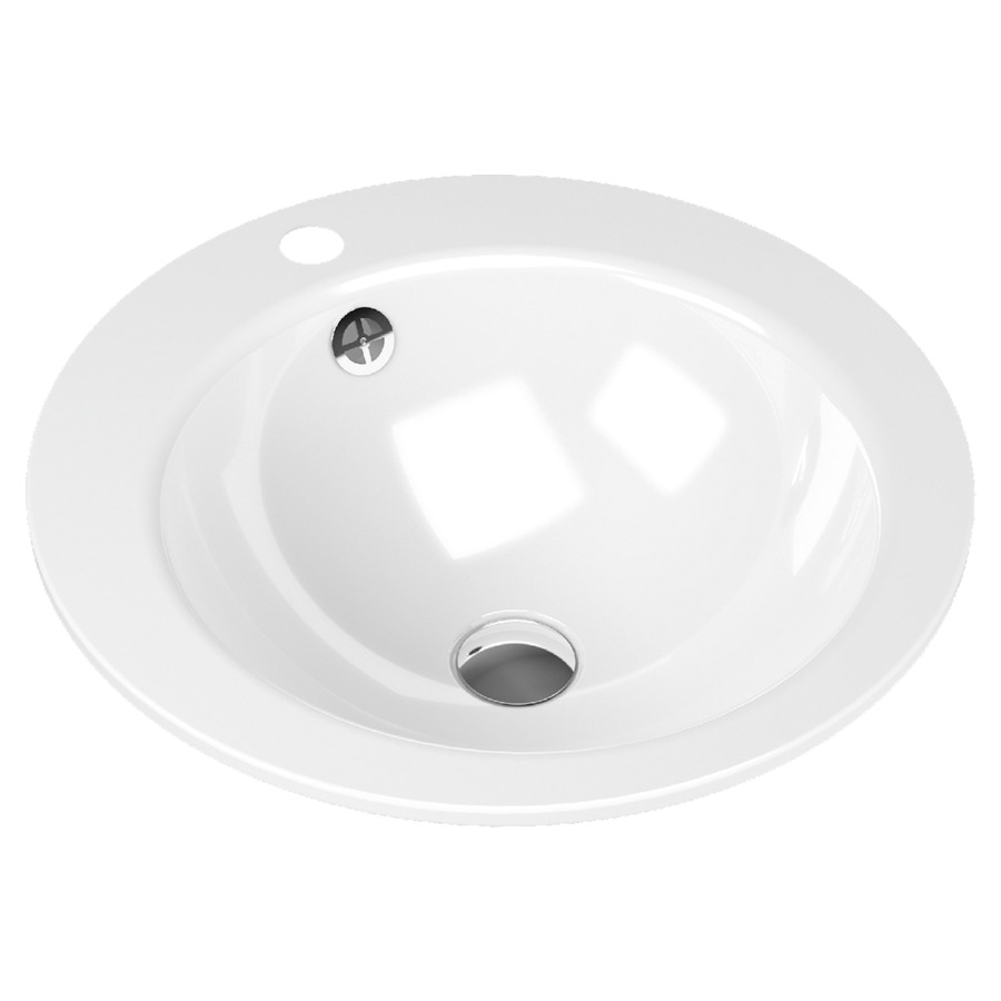 Lavabo à encastrer OBJECT R
D 47,5 cm, acier
avec garniture de trop-plein
noir mat et isolation phonique
émaillé des deux côtés