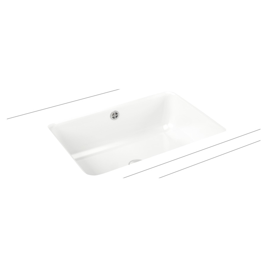 Lavabo à encastrer CAYONO
59,6 x 42,6 x 17,3 cm, acier
avec garniture de trop-plein
noir mat et isolation phonique
émaillé d'un côté
