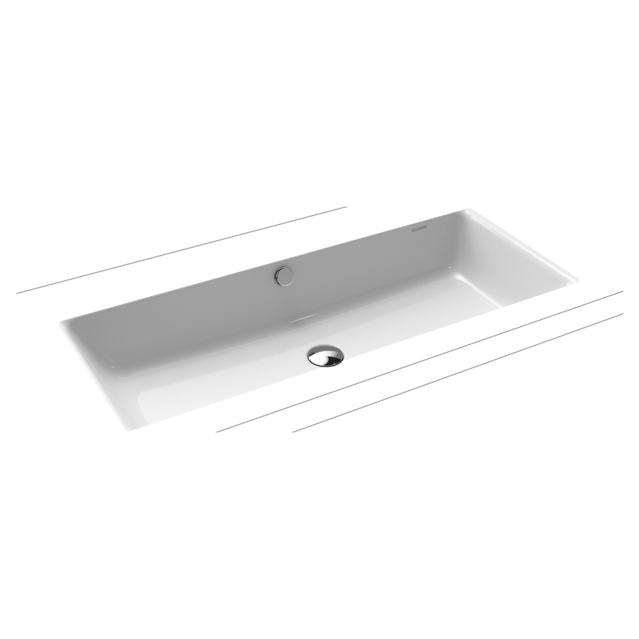 Lavabo à encastrer PURO
90 x 38,5 cm, acier
avec garniture de trop-plein
blanc et isolation phonique
émaillé des deux côtés