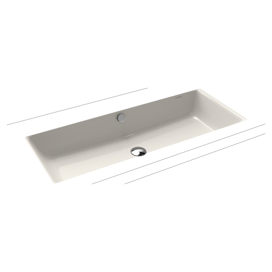 Lavabo à encastrer PURO
90 x 38,5 cm, acier
avec garniture de trop-plein
blanc et isolation phonique
émaillé des deux côtés