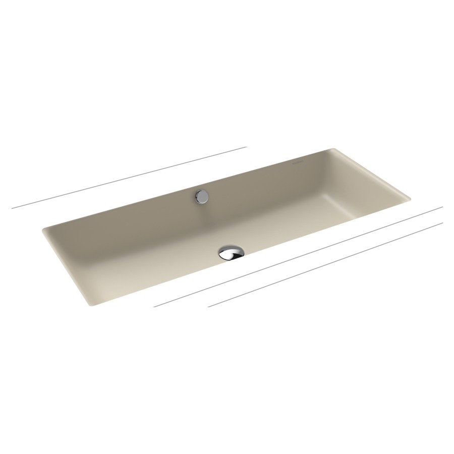 Lavabo à encastrer PURO
90 x 38,5 cm, acier
avec garniture de trop-plein
blanc et isolation phonique
émaillé des deux côtés