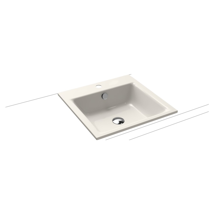 Lavabo à encastrer PURO
46 x 46 x 1,4 cm, acier
avec garniture de trop-plein
blanc et isolation phonique
émaillé des deux côtés