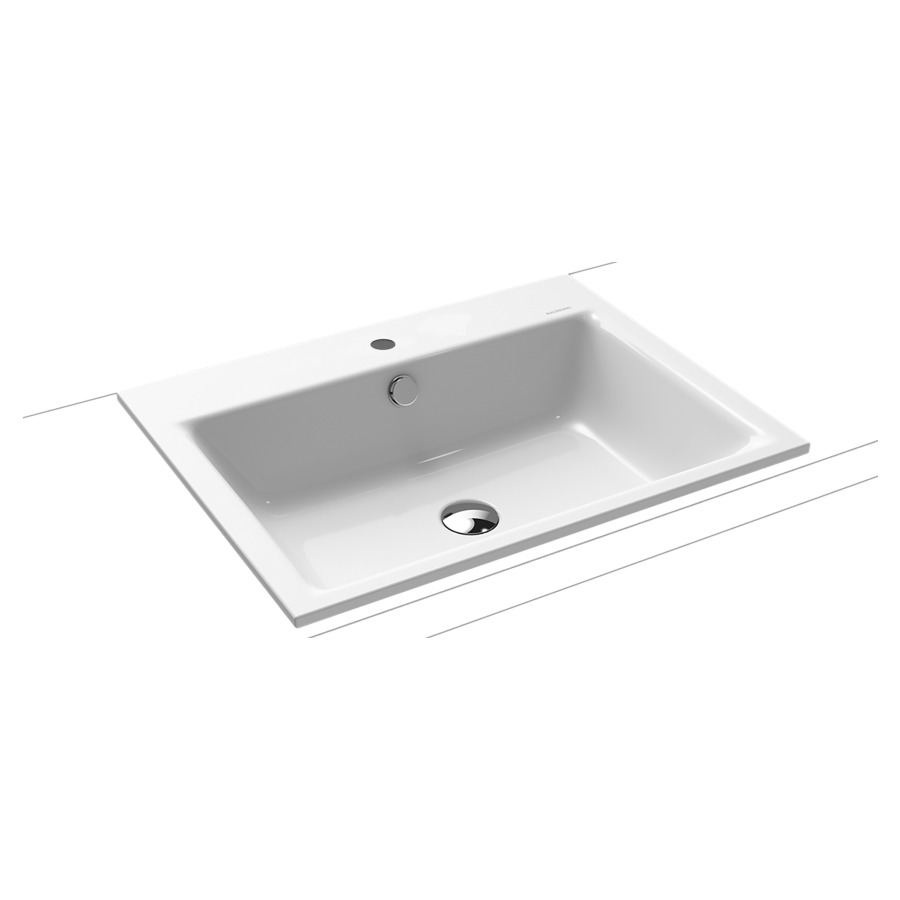 Lavabo à encastrer PURO
60 x 46 x 1,4 cm, acier
avec garniture de trop-plein
blanc et isolation phonique
émaillé des deux côtés