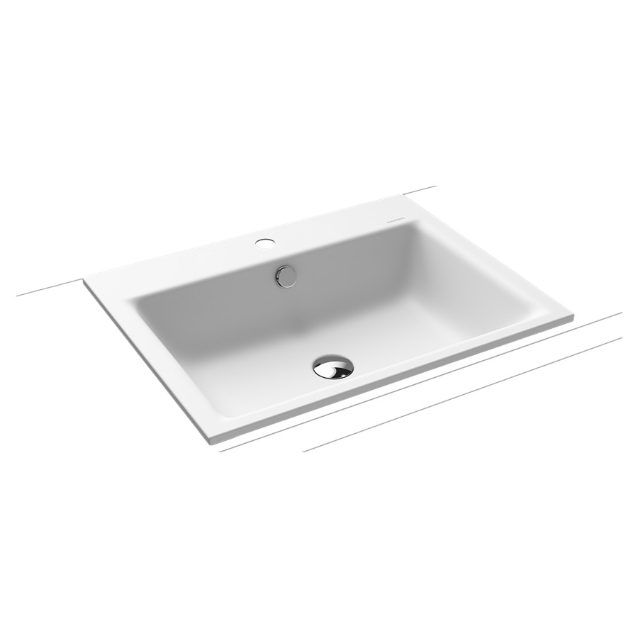 Lavabo à encastrer PURO
60 x 46 x 1,4 cm, acier
avec garniture de trop-plein
blanc et isolation phonique
émaillé des deux côtés