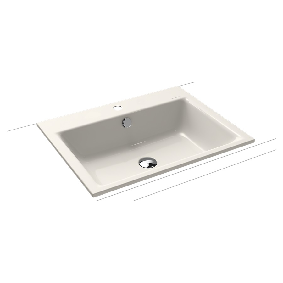 Lavabo à encastrer PURO
60 x 46 x 1,4 cm, acier
avec garniture de trop-plein
blanc et isolation phonique
émaillé des deux côtés
