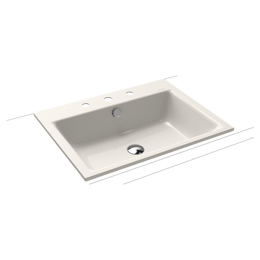 Lavabo à encastrer PURO
60 x 46 x 1,4 cm, acier
avec garniture de trop-plein
blanc et isolation phonique
émaillé des deux côtés