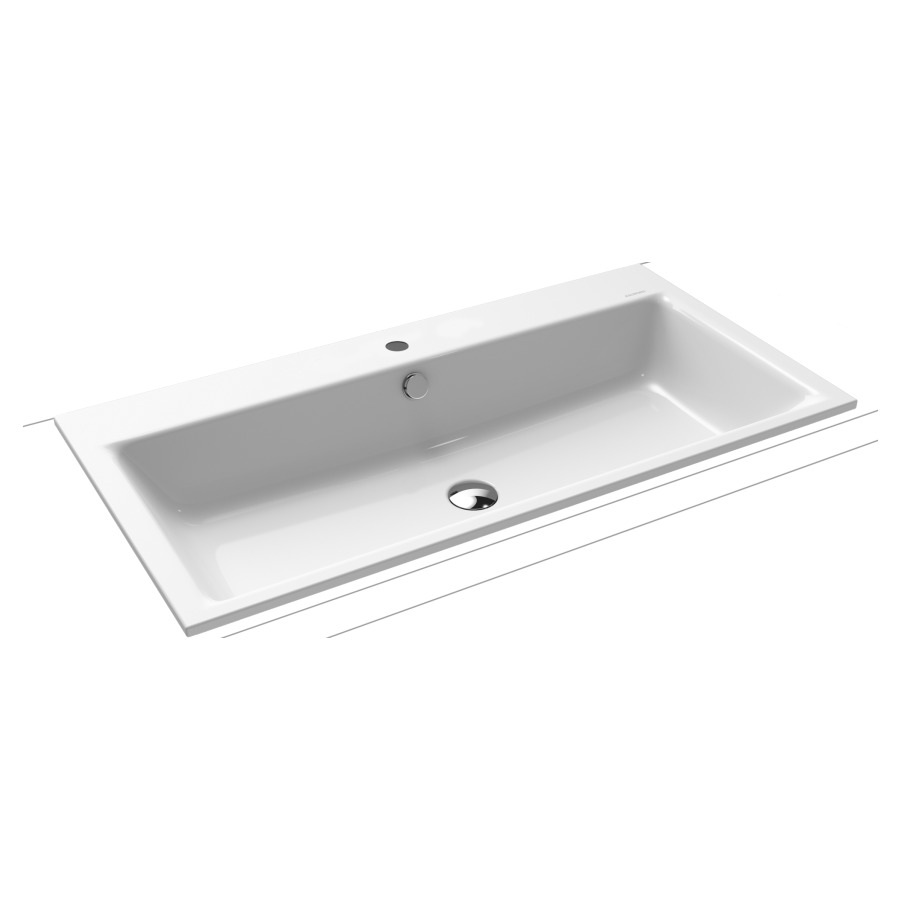 Lavabo à encastrer PURO
90 x 46 x 1,4 cm, acier
avec garniture de trop-plein
blanc et isolation phonique
émaillé des deux côtés