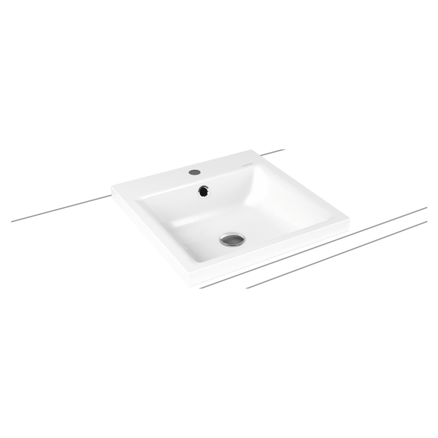 Lavabo à poser PURO
46 x 46 x 4 cm, acier
avec garniture de trop-plein
blanc et isolation phonique
émaillé des deux côtés