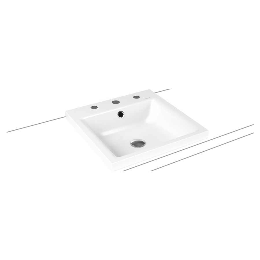 Lavabo à poser PURO
46 x 46 x 4 cm, acier
avec garniture de trop-plein
blanc et isolation phonique
émaillé des deux côtés