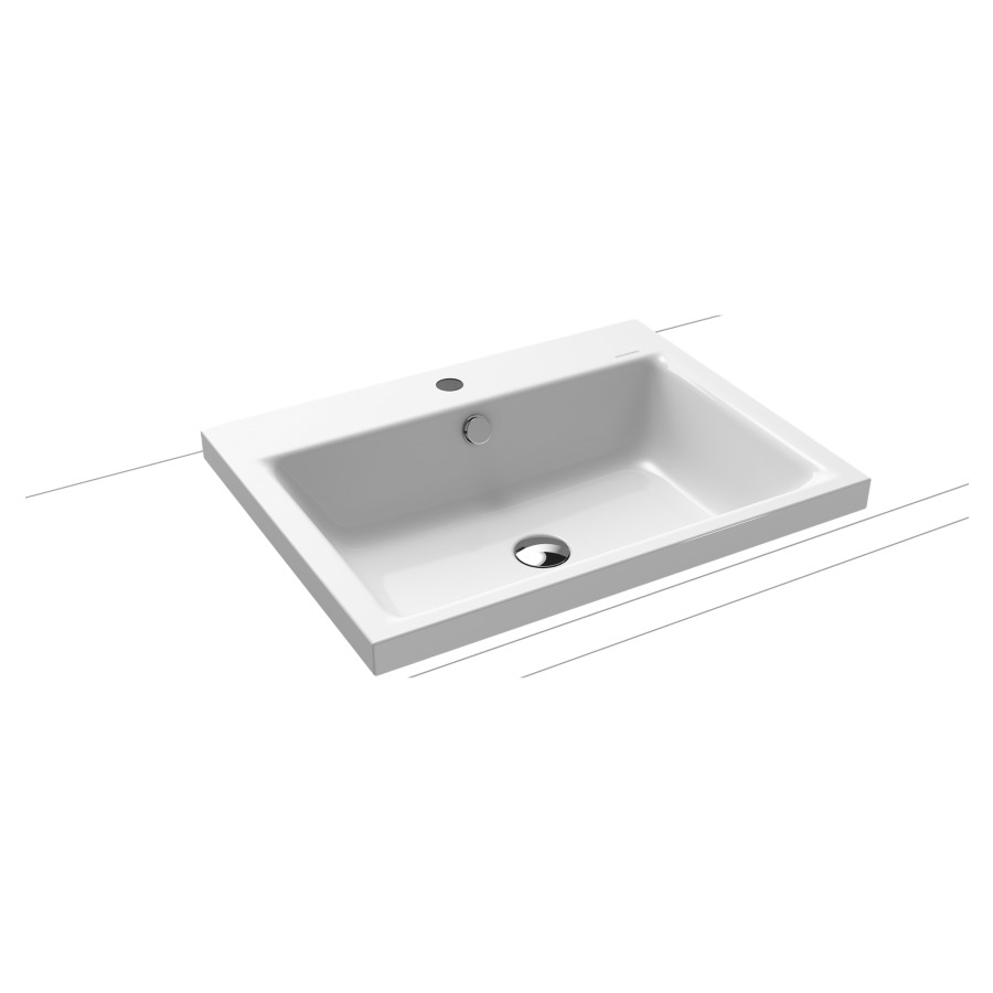Lavabo à poser PURO
60 x 46 x 4 cm, acier
avec garniture de trop-plein
blanc et isolation phonique
émaillé des deux côtés