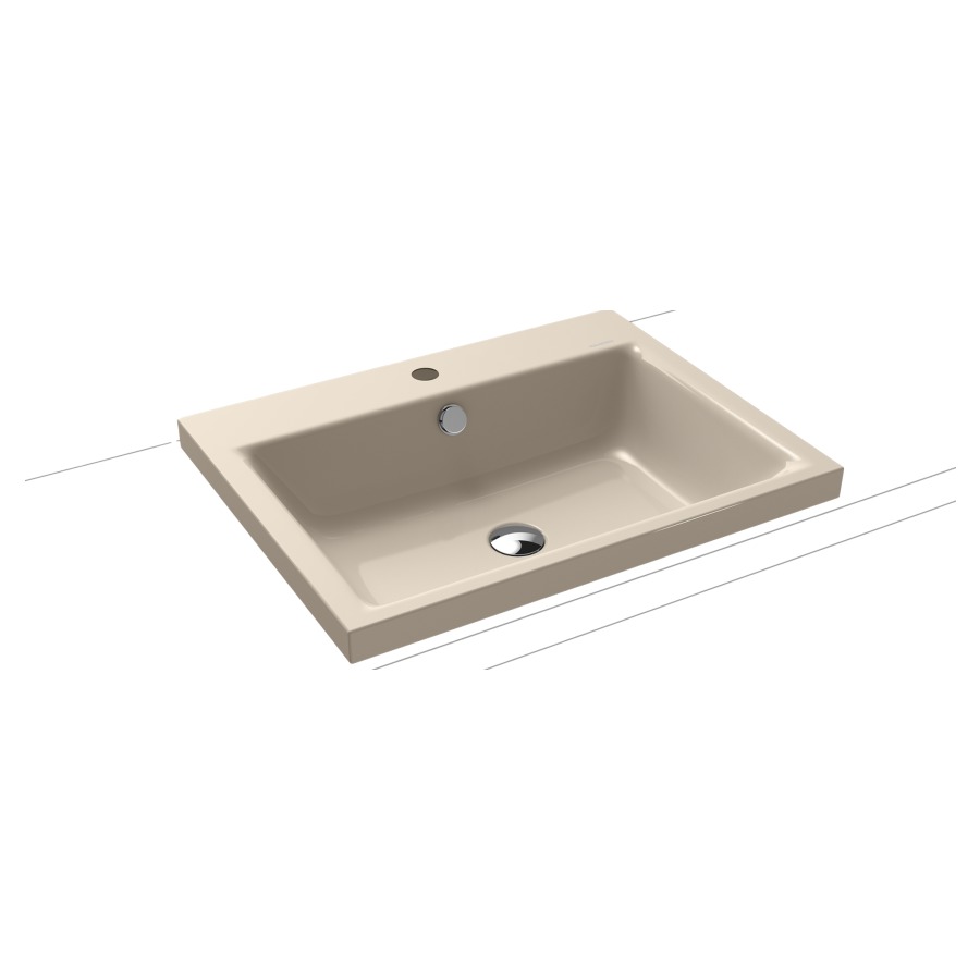 Lavabo à poser PURO
60 x 46 x 4 cm, acier
avec garniture de trop-plein
blanc et isolation phonique
émaillé des deux côtés