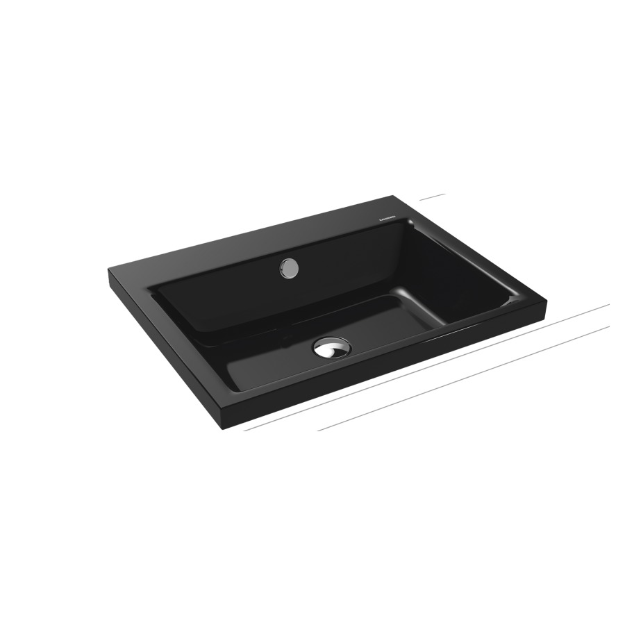 Lavabo à poser PURO
60 x 46 x 4 cm, acier
avec garniture de trop-plein
blanc et isolation phonique
émaillé des deux côtés