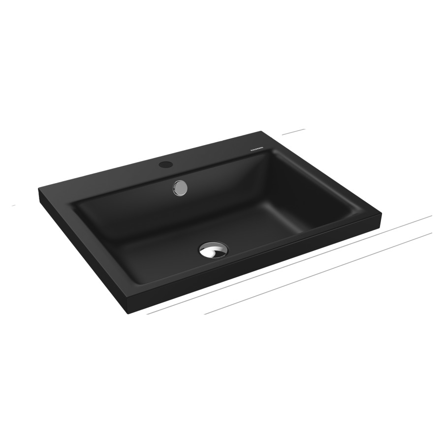 Lavabo à poser PURO
60 x 46 x 4 cm, acier
avec garniture de trop-plein
blanc et isolation phonique
émaillé des deux côtés