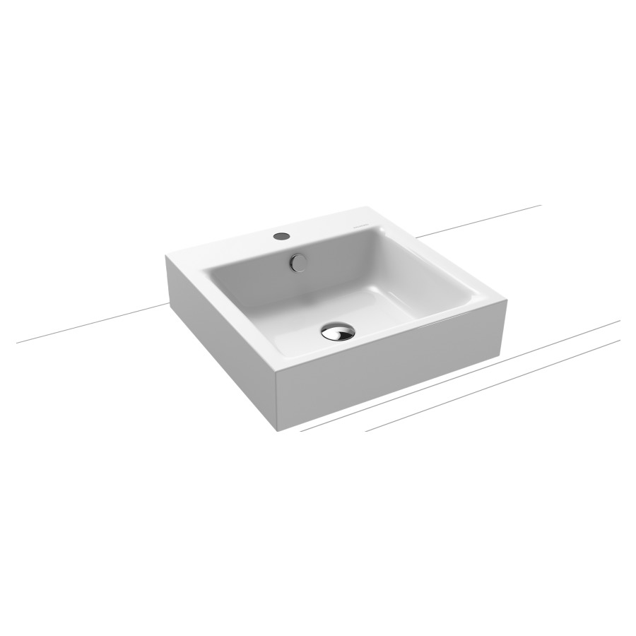 Lavabo à poser PURO
46 x 46 x 12 cm, acier
avec garniture de trop-plein
blanc et isolation phonique
émaillé des deux côtés