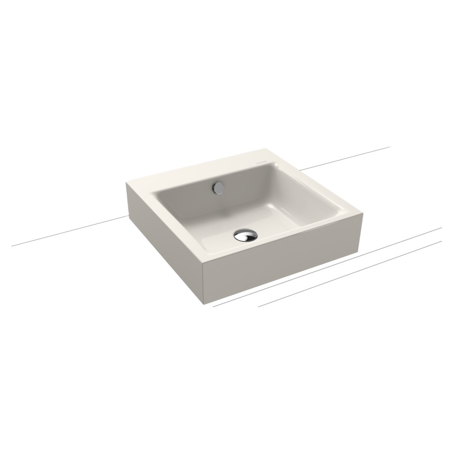Lavabo à poser PURO
46 x 46 x 12 cm, acier
avec garniture de trop-plein
blanc et isolation phonique
émaillé des deux côtés