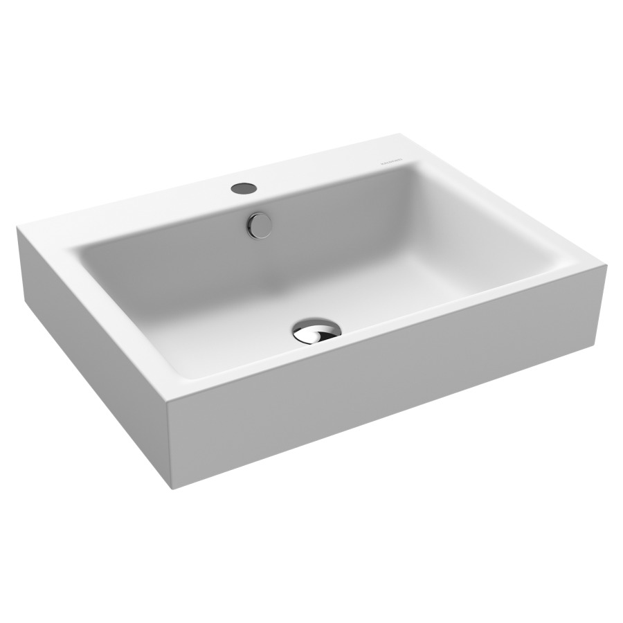 Lavabo à poser PURO
60 x 46 x 12 cm, acier
avec garniture de trop-plein
blanc et isolation phonique
émaillé des deux côtés